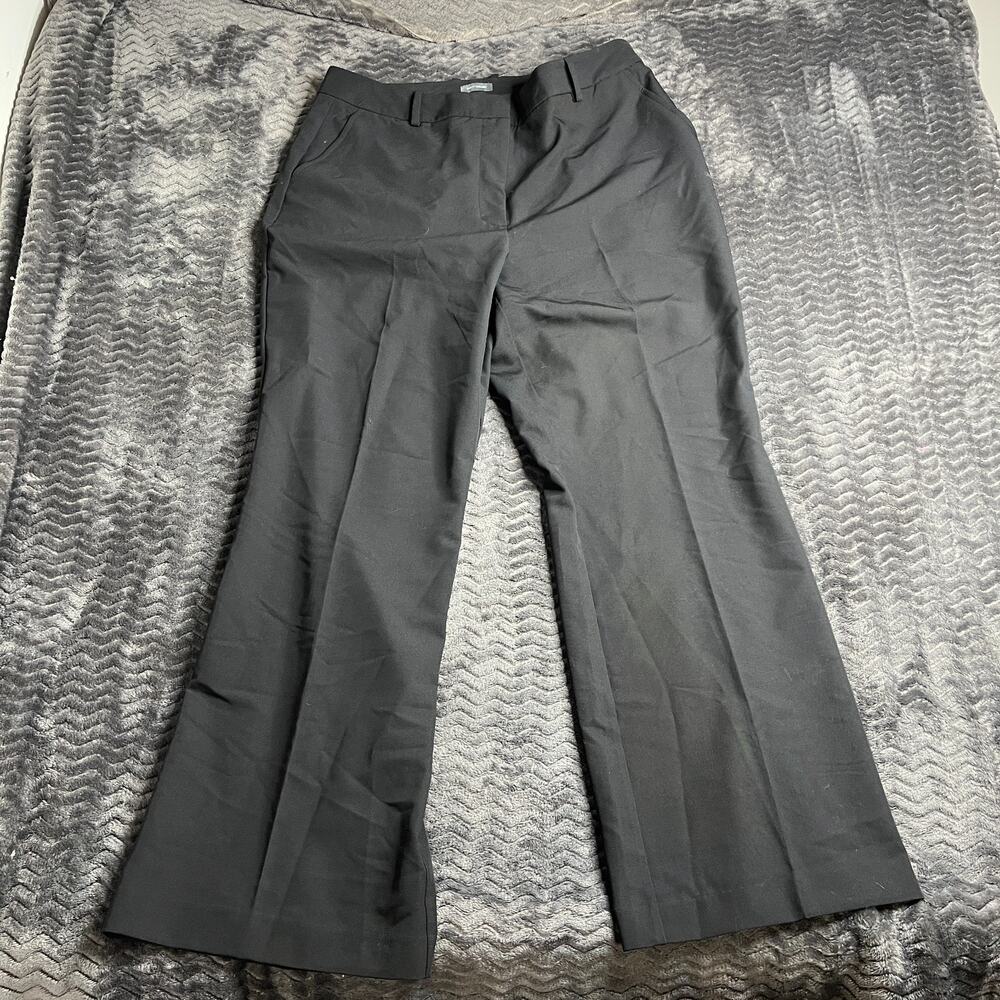 Worthington Pants Women's Size 14 Black Curvy Trouser Flared Pleated